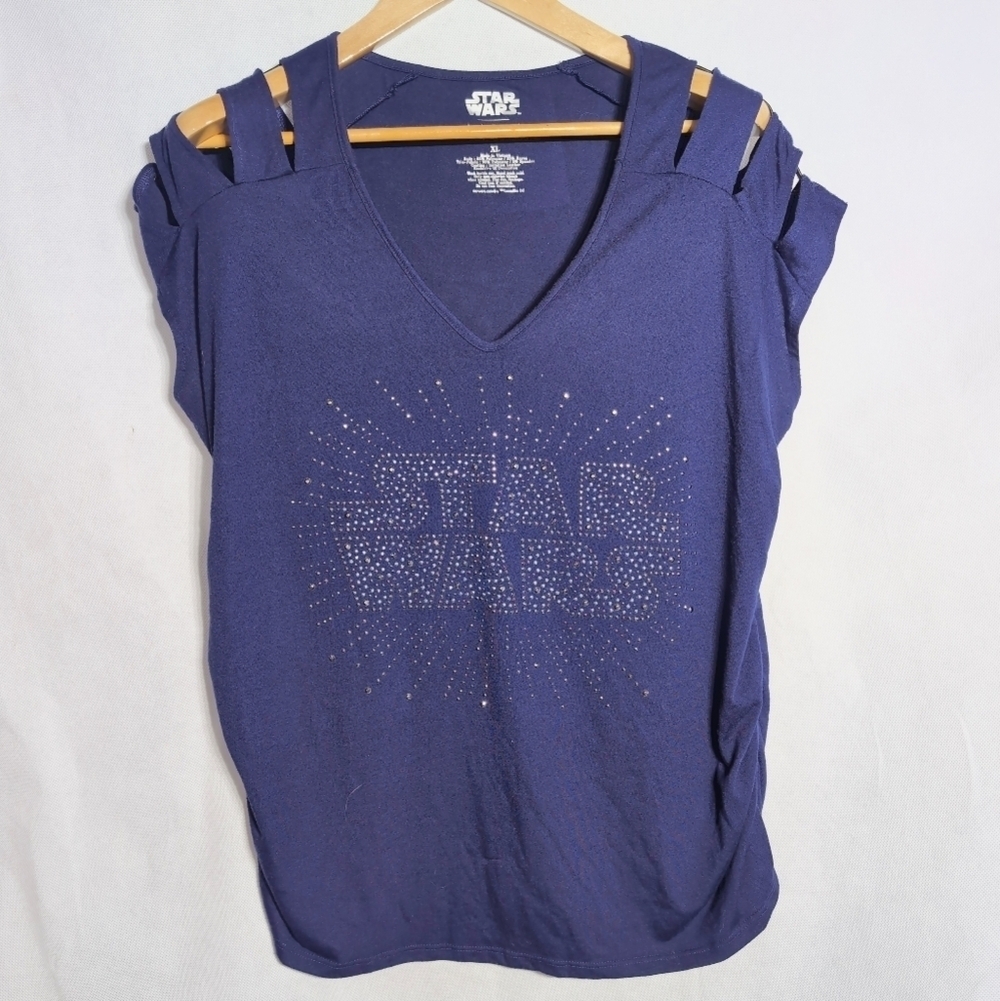 Star Wars Rock & Republic Women's Navy Top Cut Out Shoulders